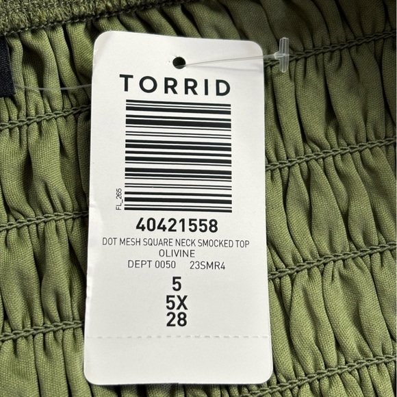 NWT Women’s Plus Torrid Olive Green Dot Mesh Square Neck Crop Top Size 5X | 3072 - Picture 9 of 11